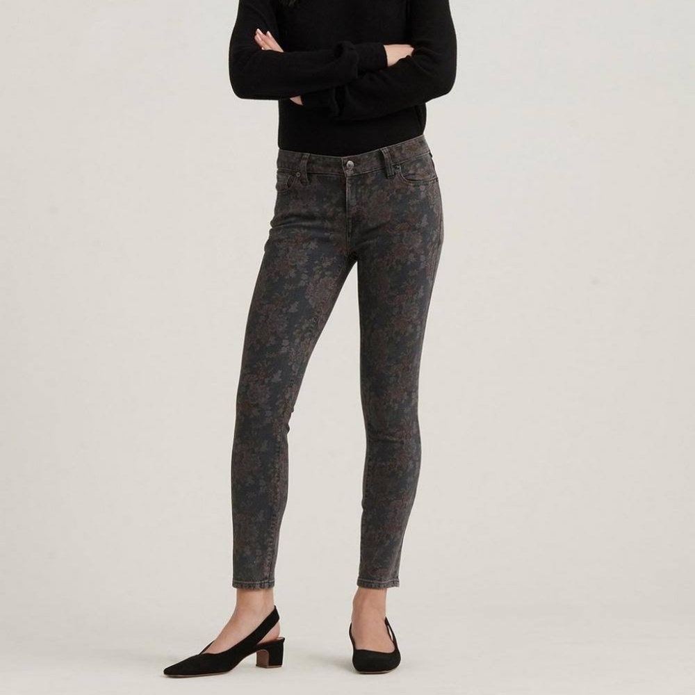 NWOT Lucky Brand Lolita Jean Cropped Grey Floral Print Skinny Jean 28/6